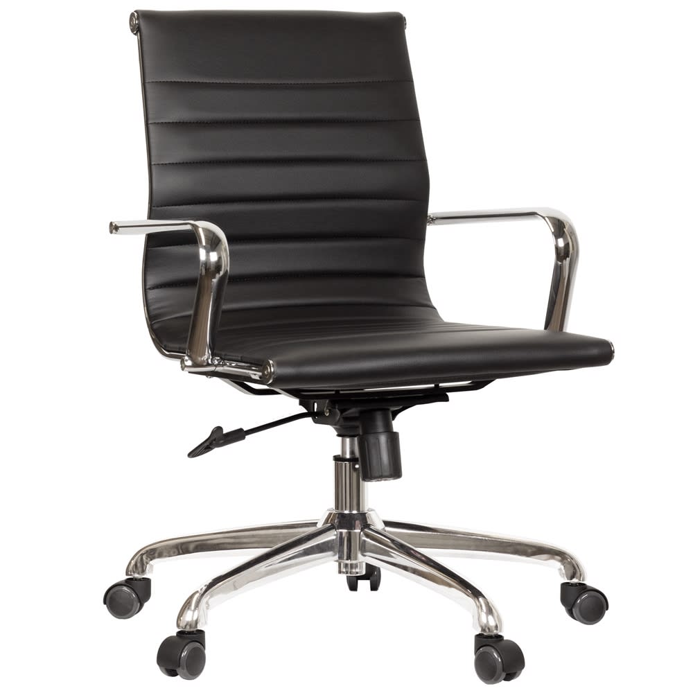 GuestSupply US | Ferrara Leather Task Chair, Black with Arms